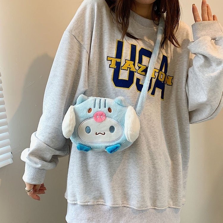 21Cm Kawaii Plush Toys Kuromi Sanrio My Melody Cinnamoroll Stuffed Plush Backpack Toys for Girls Girls 2 - Kuromi Plush