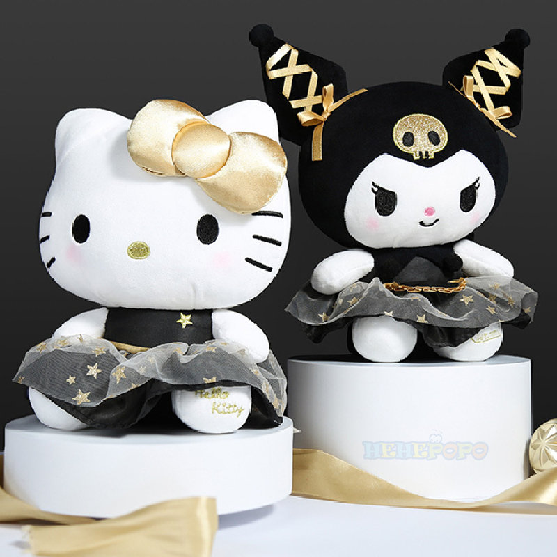 30cm Sanrio Kawaii Black and Gold Series Kuromi Hello Kitty Plush Toy Pillow Soft Stuffed Plushies 1 - Kuromi Plush