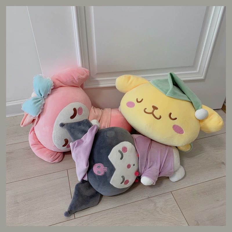 40cm Japan Kawaii Sanrio Plush Sleeping Doll Fluffy My Melody Kuromi Ragdoll Dol Home Decor Soft 2 - Kuromi Plush