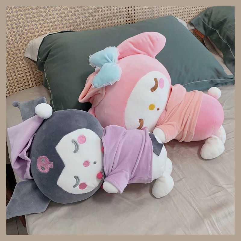 40cm Japan Kawaii Sanrio Plush Sleeping Doll Fluffy My Melody Kuromi Ragdoll Dol Home Decor Soft - Kuromi Plush
