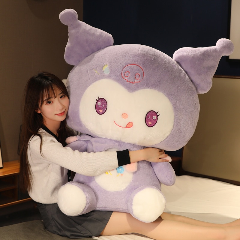 75cm Big Size Sanrio Plush Toys Kulomi My Melody Cinnamoroll Stuffed Pillow Doll Room Decoration Cushion 5 - Kuromi Plush