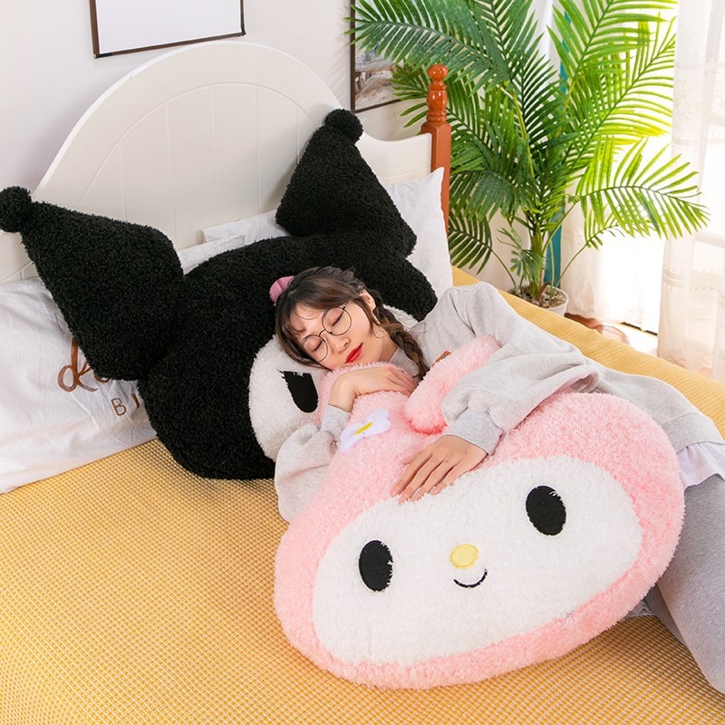 85cm Oversized Sanrio Plush Kuromi Melody Pillow Cushion Cute Cartoon Doll Sofa Valentine Day Kawaii Girlfriend 2 - Kuromi Plush