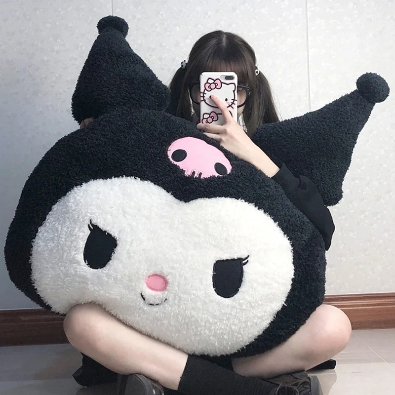 85cm Oversized Sanrio Plush Kuromi Melody Pillow Cushion Cute Cartoon Doll Sofa Valentine Day Kawaii Girlfriend - Kuromi Plush