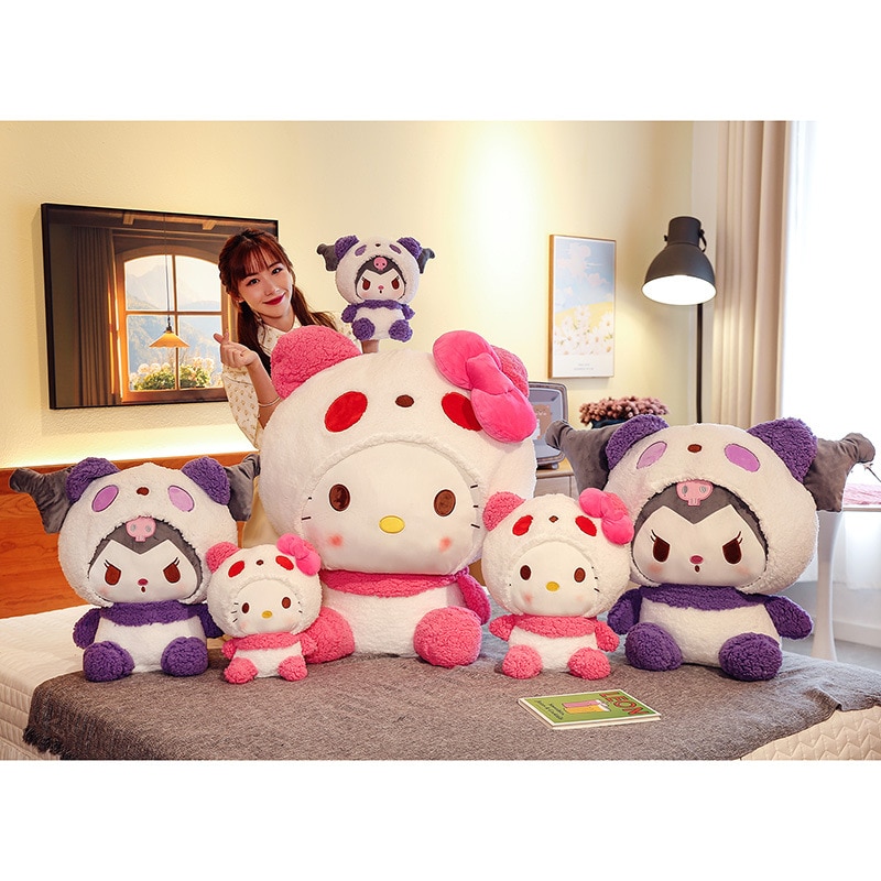 95cm Sanrio Melody Kulomie KT Cat New Panda Transformation Plush Toy Cute Cartoon Doll Soft Pp 3 - Kuromi Plush