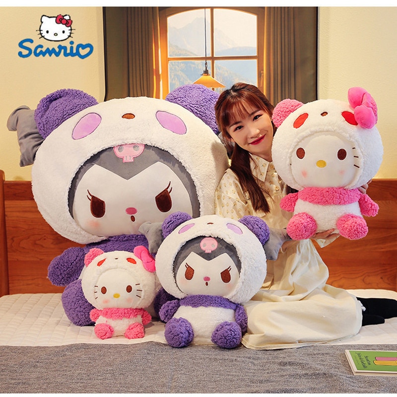 95cm Sanrio Melody Kulomie KT Cat New Panda Transformation Plush Toy Cute Cartoon Doll Soft Pp - Kuromi Plush
