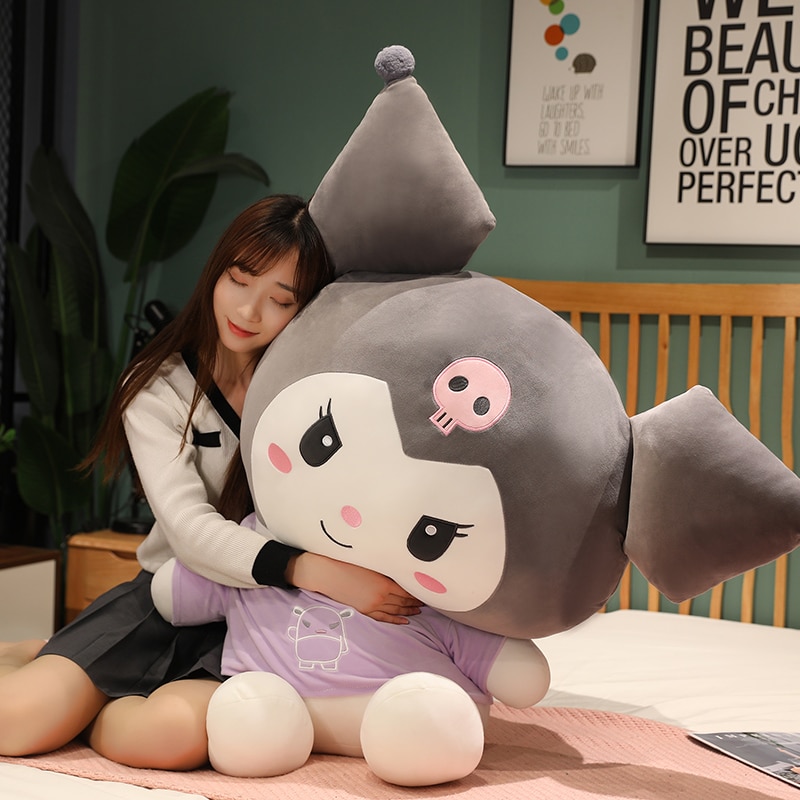Big Size Kuromi Melody Cinnamoroll Plush Toys Pillow Anime Stuffed Doll Anime Sofa Cushion Girl s 2 - Kuromi Plush