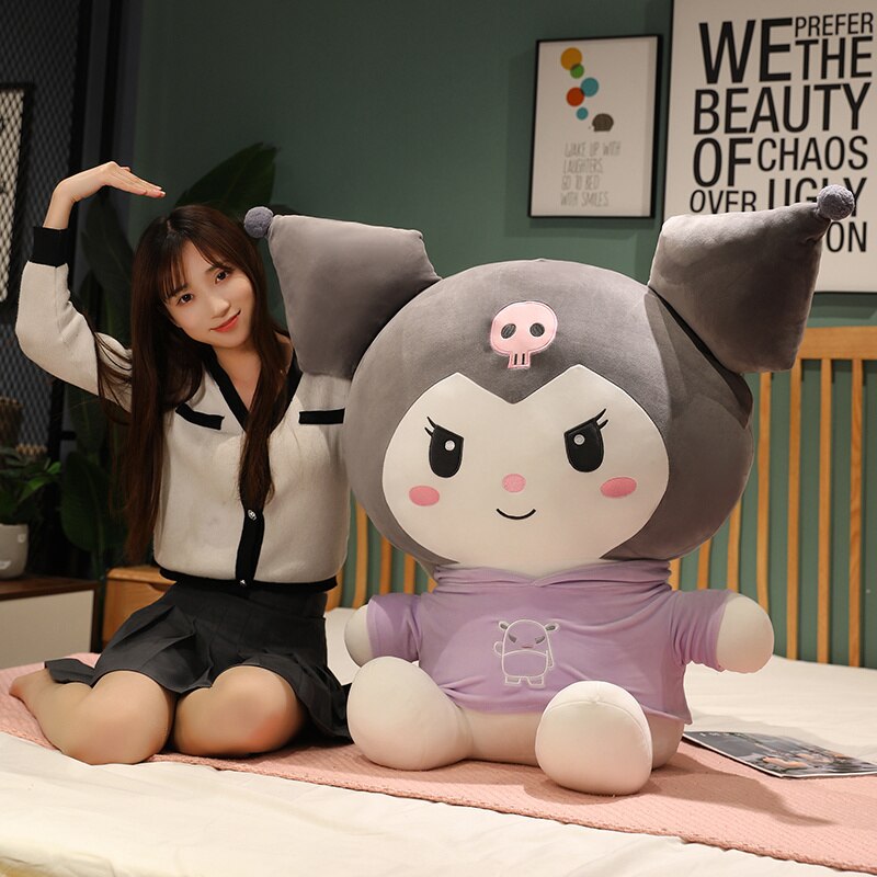 Big Size Kuromi Melody Cinnamoroll Plush Toys Pillow Anime Stuffed Doll Anime Sofa Cushion Girl s 3 - Kuromi Plush