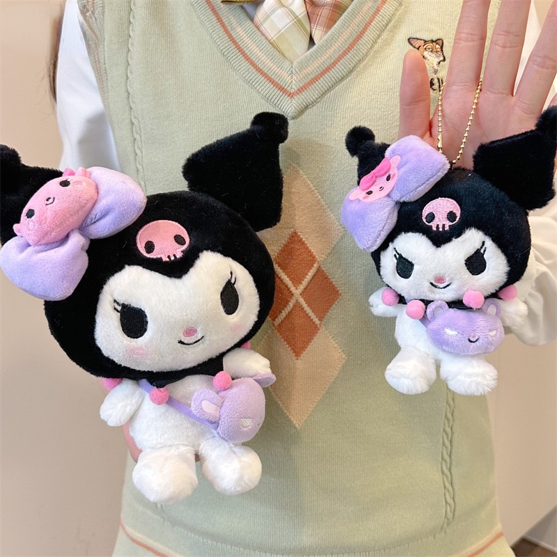 Cute 10 20cm Cinnamoroll Kuromi My Melody Messenger Bag Series Plush Doll Pendant Children s Plush 1 - Kuromi Plush