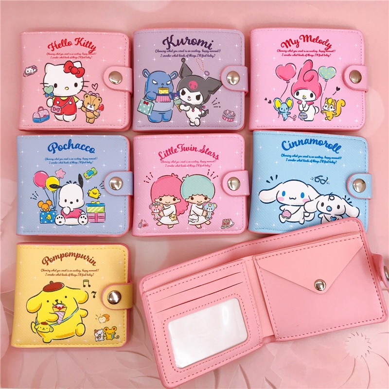 Kawaii Hello Kitty Cinnamoroll My Melody Kuromi Sanrios New Pu Casual Money Bag Coin Purse Card - Kuromi Plush