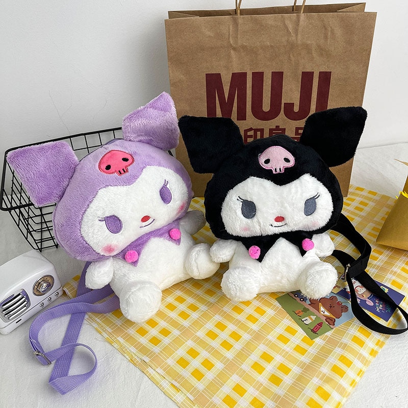 Kawaii Sanrio Plush Backpack Kuromi Backpacks for Girls Anime Plushie for Bag Stuffed Animals Toys for 1 - Kuromi Plush