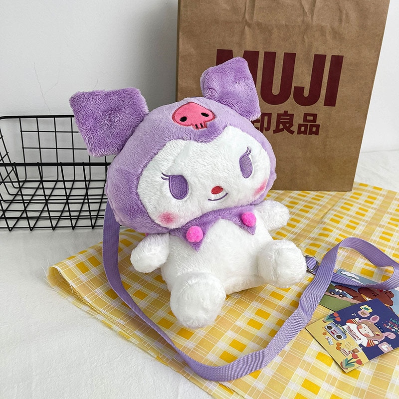Kawaii Sanrio Plush Backpack Kuromi Backpacks for Girls Anime Plushie for Bag Stuffed Animals Toys for 5 - Kuromi Plush
