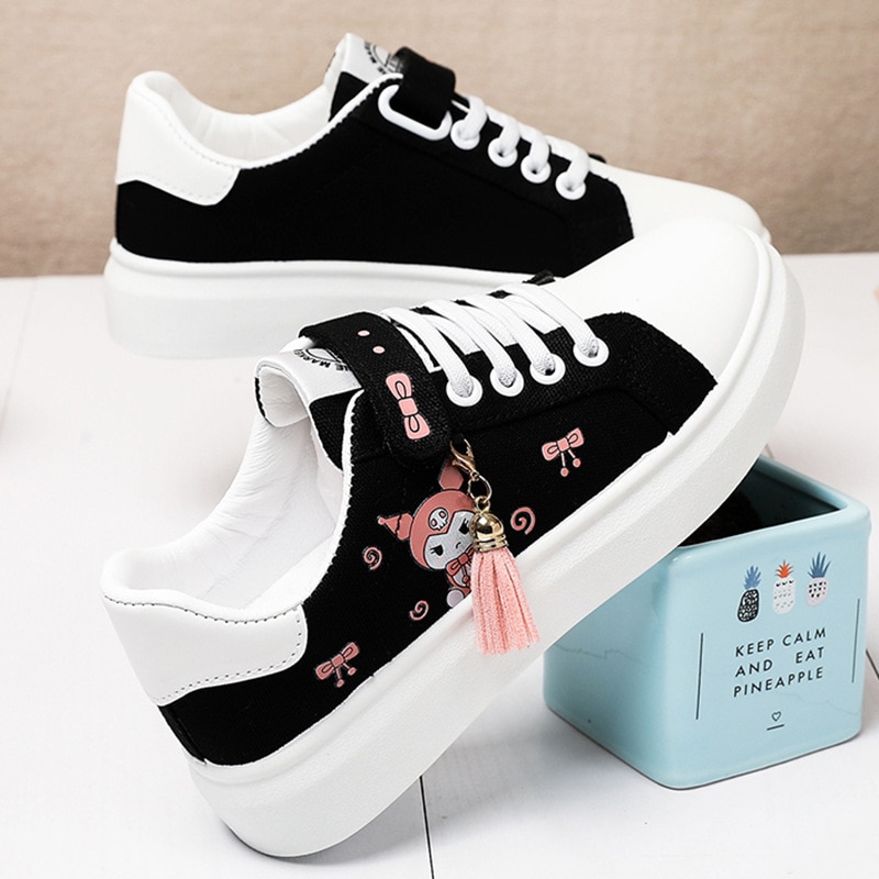 New Kuromi Canvas Shoes Kawaii 2022 Spring Autumn Low Top Girls Sneakers Trend All Match Student 3 - Kuromi Plush