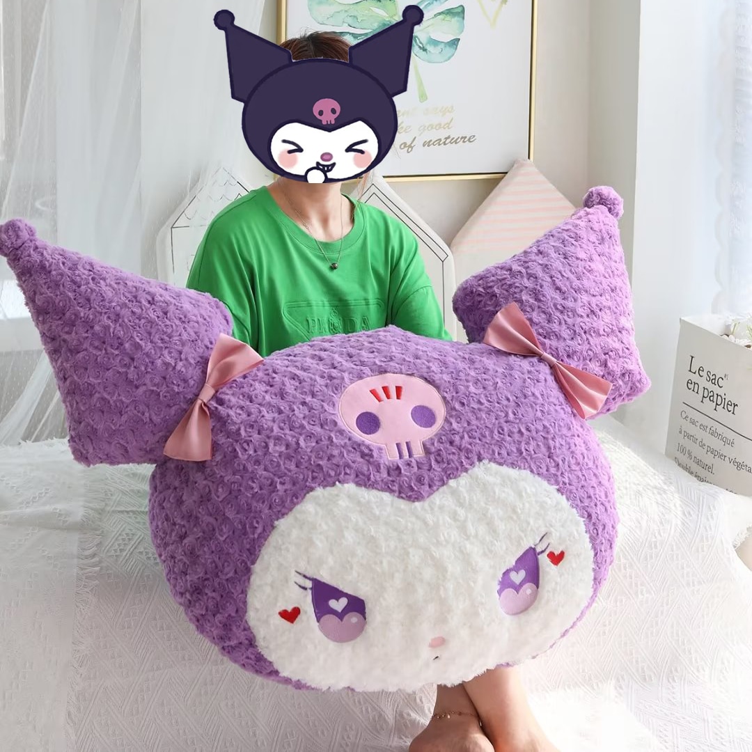 Queen Size 80cm Sanrio Plush Cushion Kawaii Kuromi Stuffed Doll Lovely Bedside Decor Pillow Sofa Toy 3 - Kuromi Plush