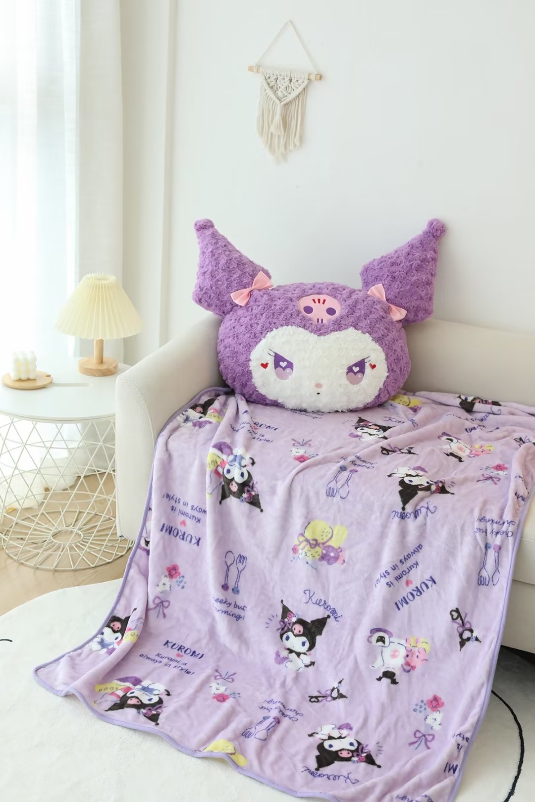Queen Size 80cm Sanrio Plush Cushion Kawaii Kuromi Stuffed Doll Lovely Bedside Decor Pillow Sofa Toy 5 - Kuromi Plush