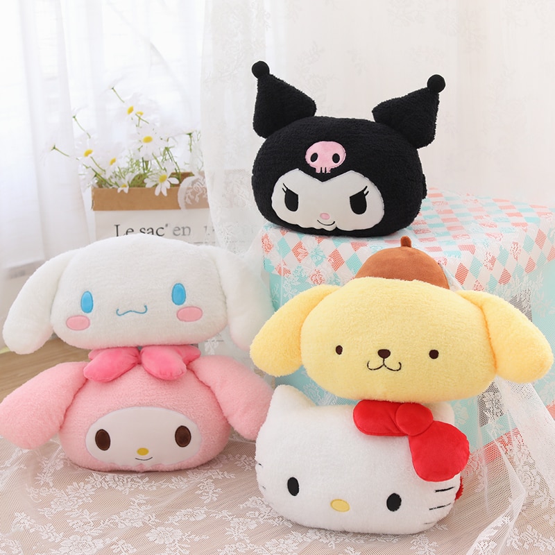Sanrio Image Stuffed Cushion Melody Cinnamoroll Kuromi Hello Kitty Plush Car Headrest Girlish Car Decor Kawaii 1 - Kuromi Plush