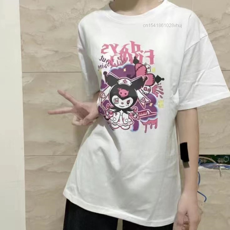 Sanrio Kuromi Graphic Summer 2022 New Japanese Cartoon Short Sleeved T shirt Women s Loose Oversize 5 - Kuromi Plush