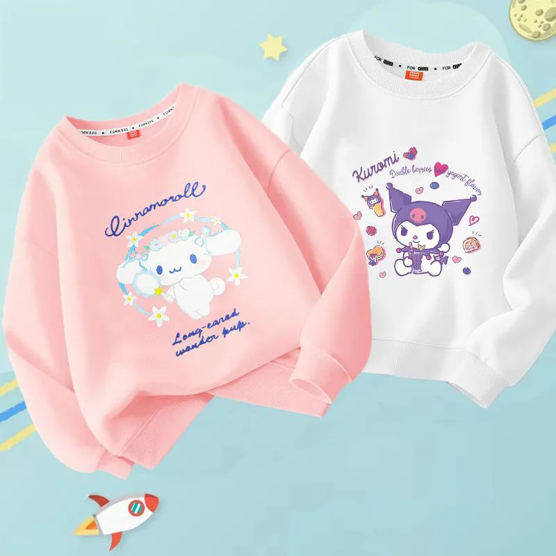 1 2pcs Cinnamoroll Clothes Autumn Winter New Sanrio Anime Long Sleeve Shirt Cute Cartoon Kuromi Hoodie 1 - Kuromi Plush