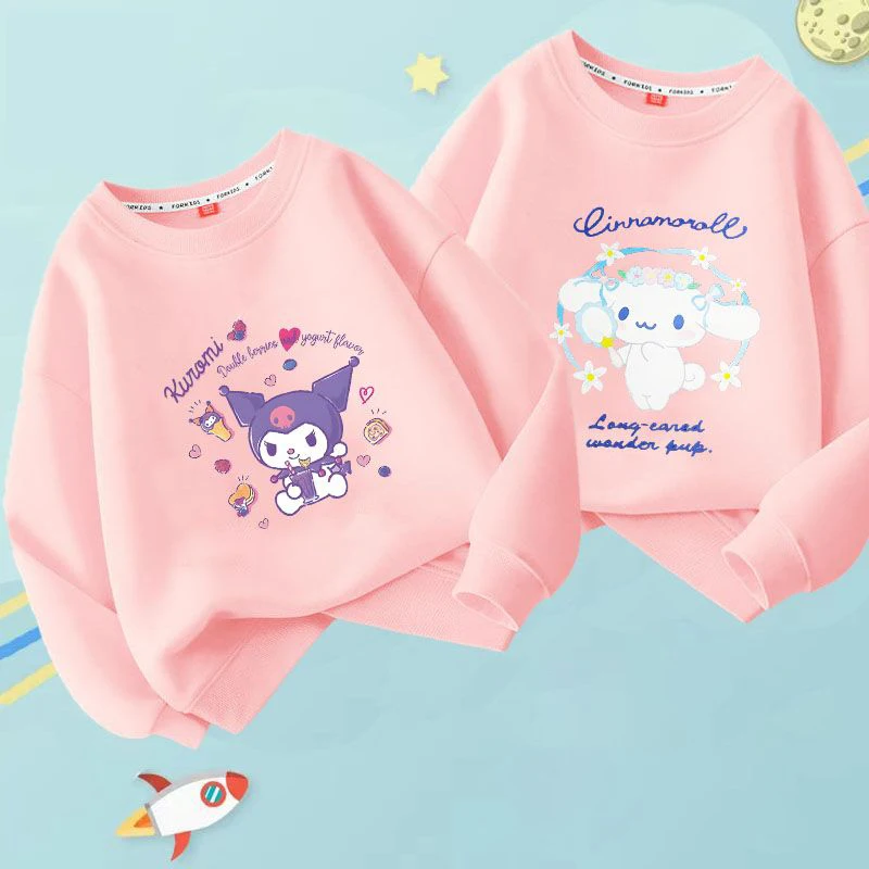 1 2pcs Cinnamoroll Clothes Autumn Winter New Sanrio Anime Long Sleeve Shirt Cute Cartoon Kuromi Hoodie 3 - Kuromi Plush