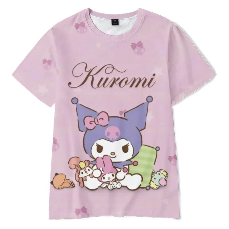 2023 Anime Cartoon Summer Kuromi T Shirt My Melody hello kitty 3D Print Cartoons Clothes Kid 1 - Kuromi Plush