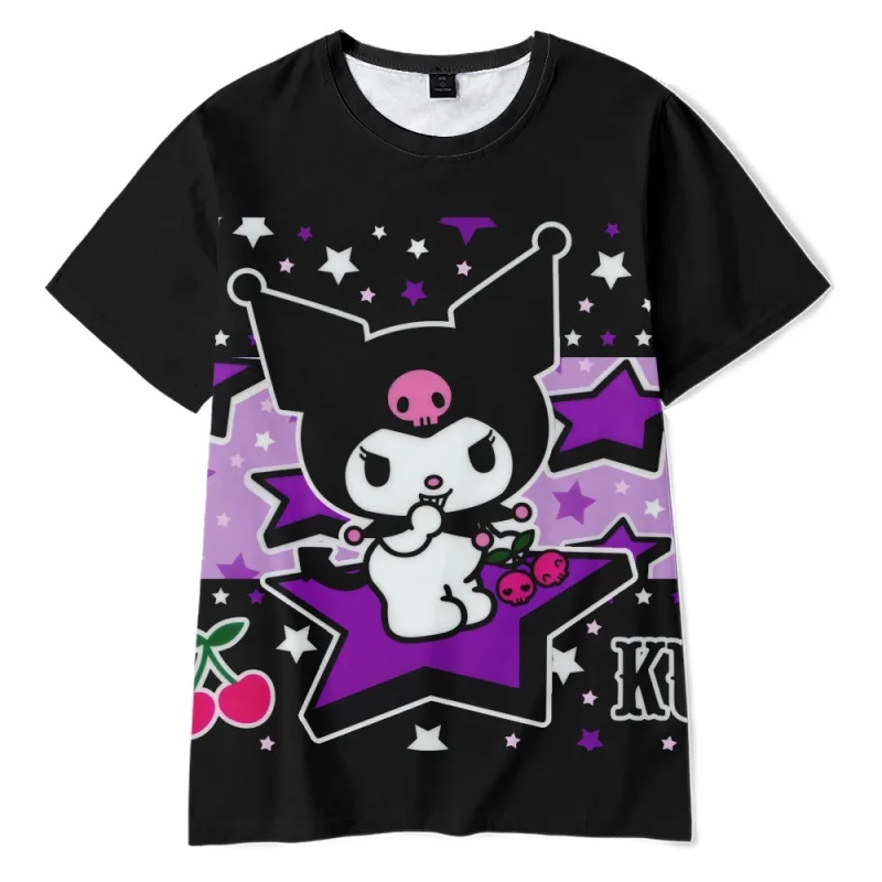 2023 Anime Cartoon Summer Kuromi T Shirt My Melody hello kitty 3D Print Cartoons Clothes Kid 2 - Kuromi Plush
