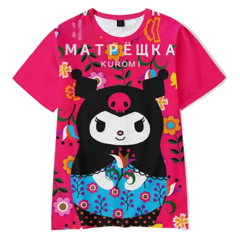2023 Anime Cartoon Summer Kuromi T Shirt My Melody hello kitty 3D Print Cartoons Clothes Kid 4 - Kuromi Plush