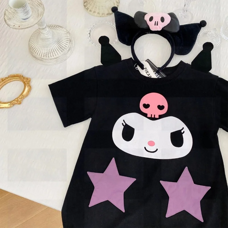 2023 Sanrioes Toddler Baby Girl Dress Anime Kuromi Kawaii Cartoon Summer Clothes Birthday Party Wedding Dress 4 - Kuromi Plush