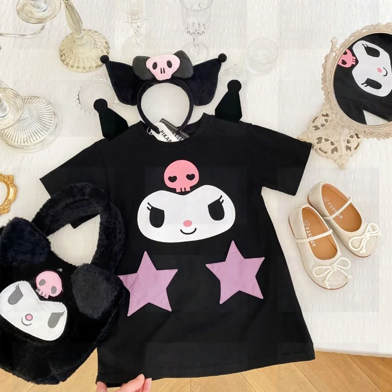 2023 Sanrioes Toddler Baby Girl Dress Anime Kuromi Kawaii Cartoon Summer Clothes Birthday Party Wedding Dress 5 - Kuromi Plush