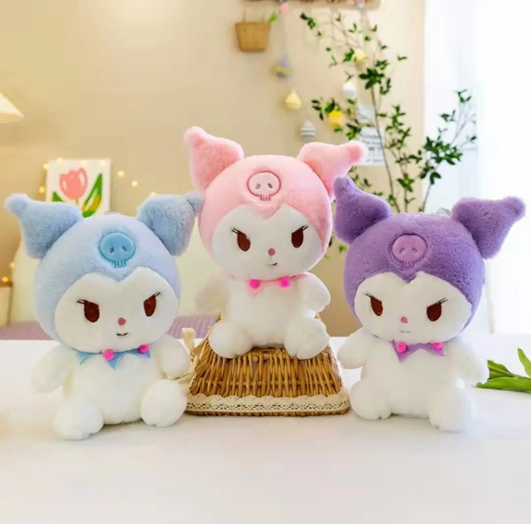 25Cm Anime Sanriod Toys Kawaii Kuromi Cinnamorol My Melody Plush Soft Stuffed Animals Doll Plushie Pillow 2 - Kuromi Plush