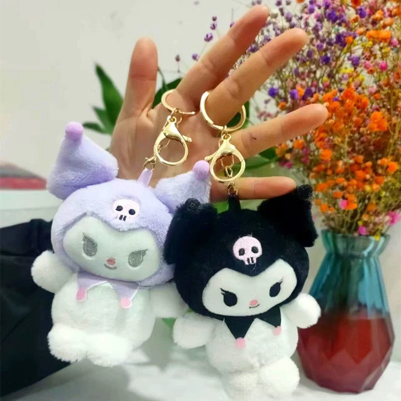 Anime Sanrio Plush Toys Kawaii Kuromi Keychain Pendant for Bag Plush Soft Stuffed Doll Plushie Keyring 1 - Kuromi Plush