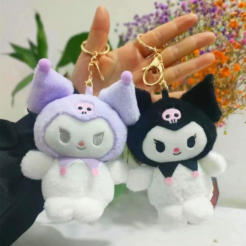 Anime Sanrio Plush Toys Kawaii Kuromi Keychain Pendant for Bag Plush Soft Stuffed Doll Plushie Keyring 3 - Kuromi Plush
