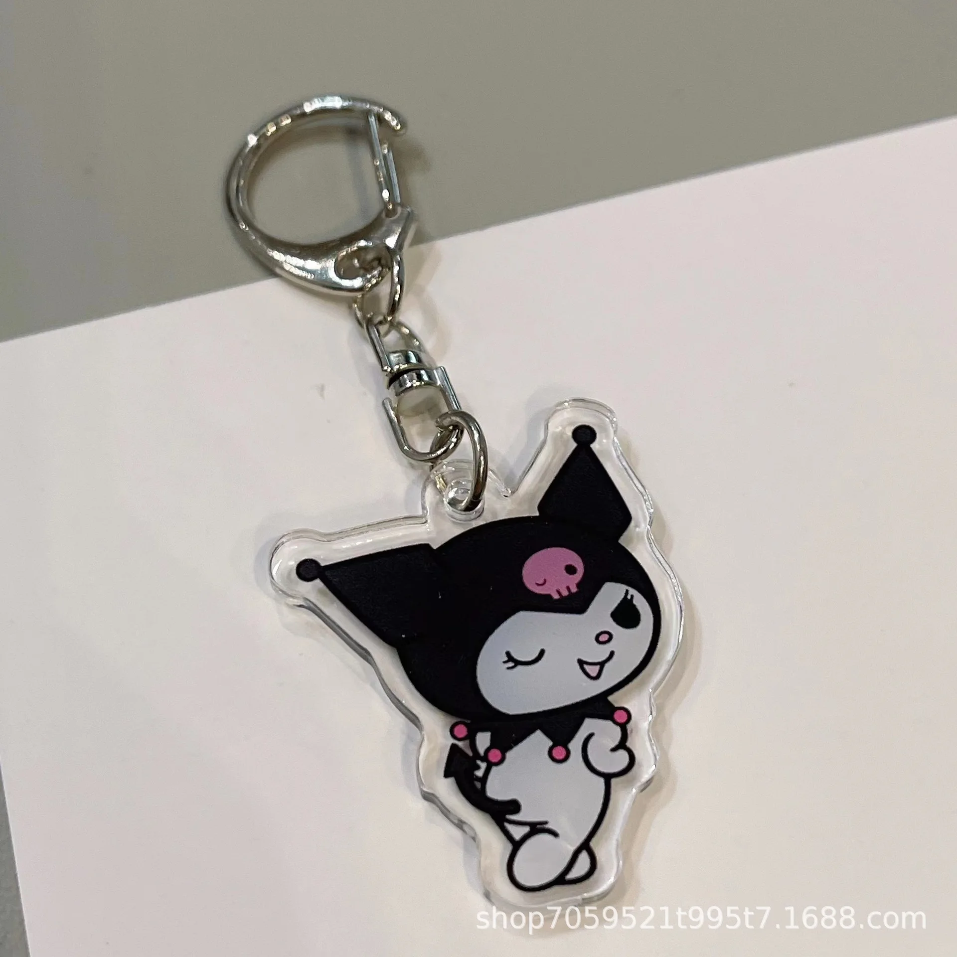 Cherry Sanrio Cinnamoroll Kuromi Pendant Cute Keychain Kitty School Bag Ornament Acrylic Couple Small Gift Children 2 - Kuromi Plush