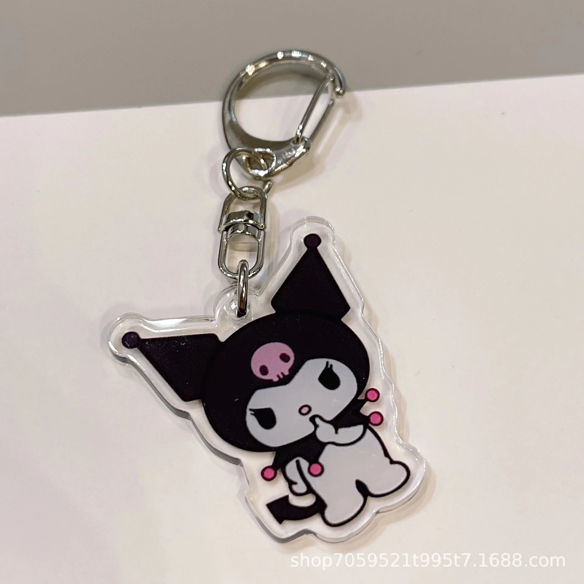 Cherry Sanrio Cinnamoroll Kuromi Pendant Cute Keychain Kitty School Bag Ornament Acrylic Couple Small Gift Children 3 - Kuromi Plush