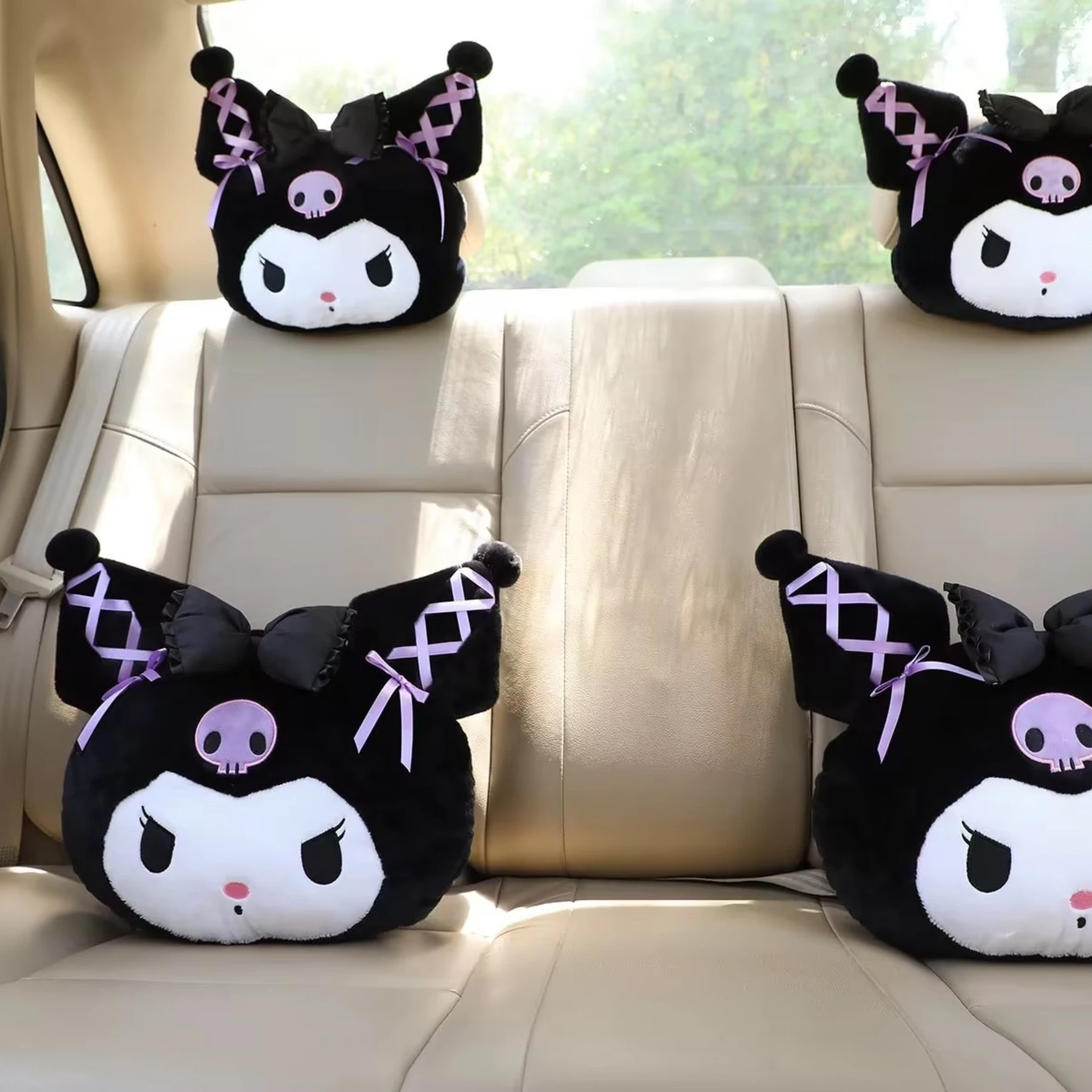 Comfortable Kuromi Headrest Back Cushion For Car Seat Lovely Japanese Style Throw Pillow Sofa Bed Soft 5 - Kuromi Plush