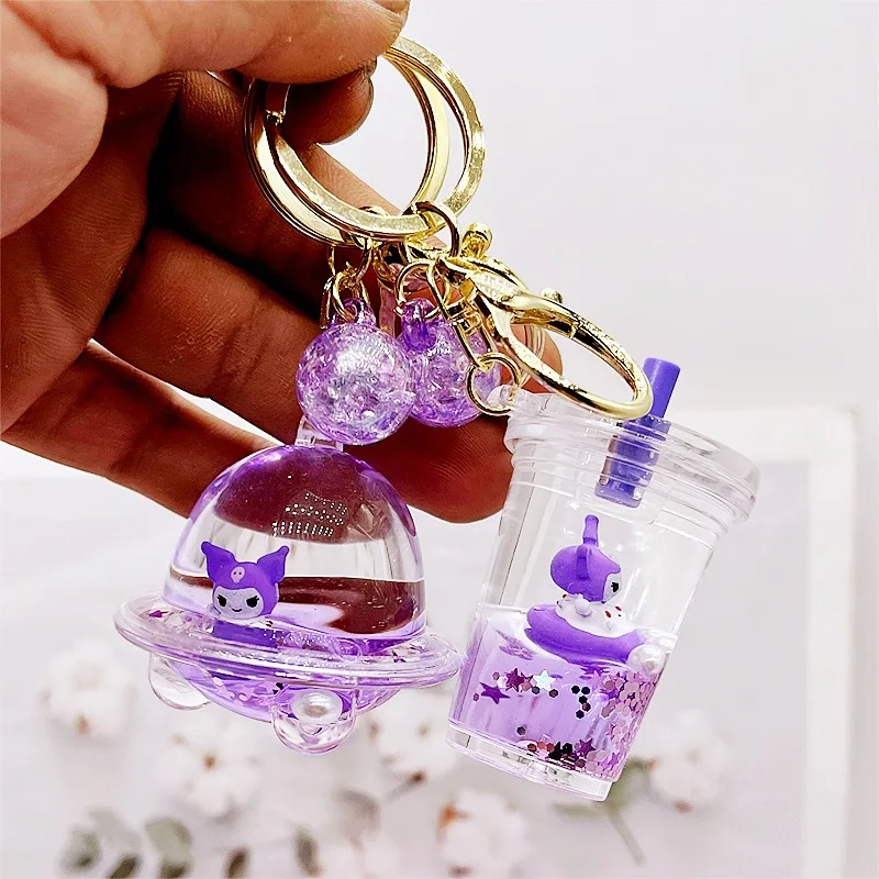 Creative Anime Sanrio Kuromi Acrylic Keychain Drift Bottle Car Keyring Backpack Pendant Bag Accessories Children Toys - Kuromi Plush