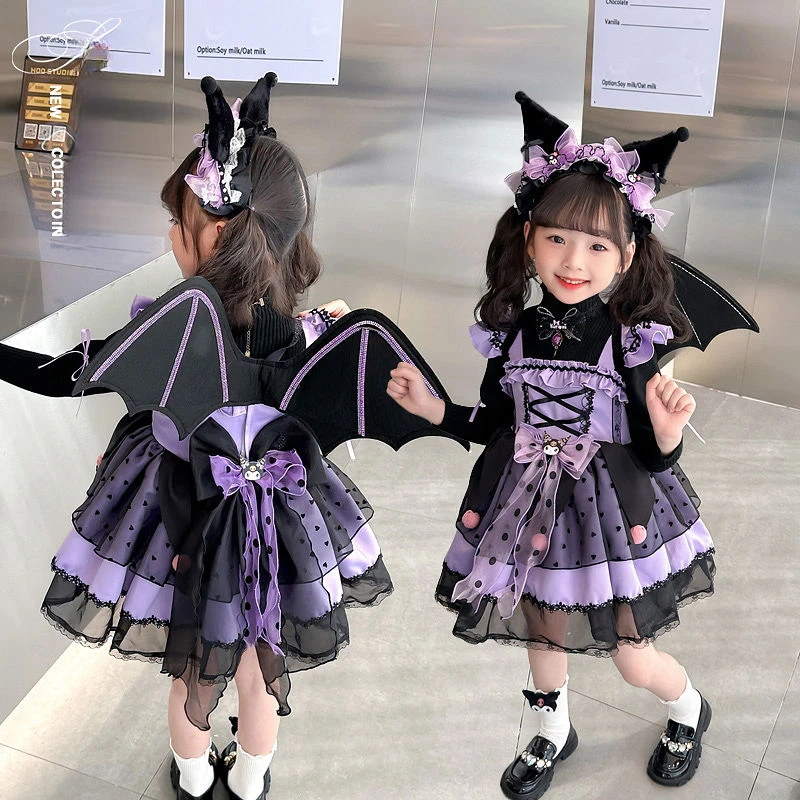 Halloween Sanrio Kuromi Children Girl Cosplay Dress Cute Anime Lolita Cartoon Princess Dresses Sweet Girl Birthday 2 - Kuromi Plush
