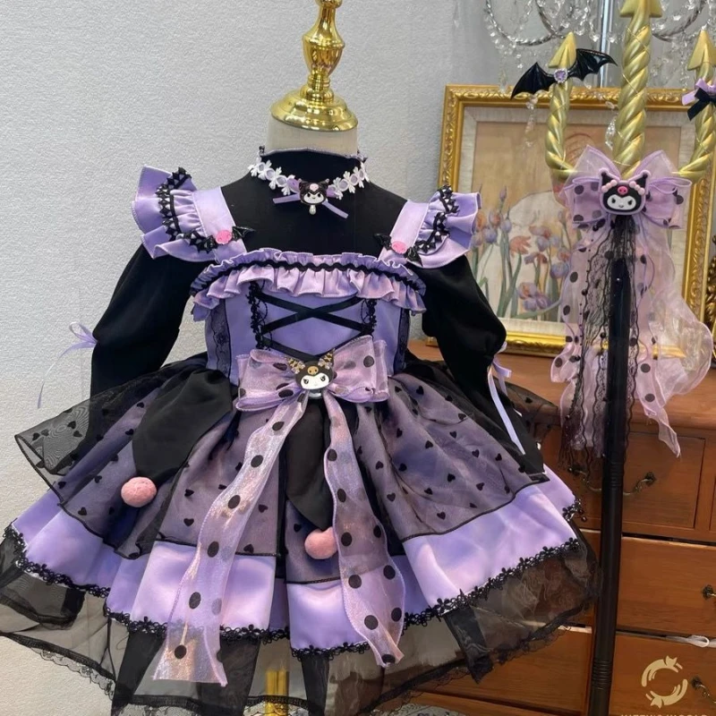 Halloween Sanrio Kuromi Children Girl Cosplay Dress Cute Anime Lolita Cartoon Princess Dresses Sweet Girl Birthday 3 - Kuromi Plush