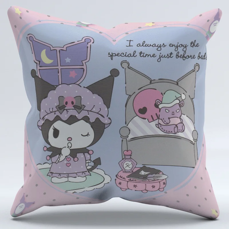 Kawaii Sanrio Accessories Cartoon Kuromi My Melody Pillowcase Bedroom Cushion Cover Cute Anime Car Pillow Waist 1 - Kuromi Plush