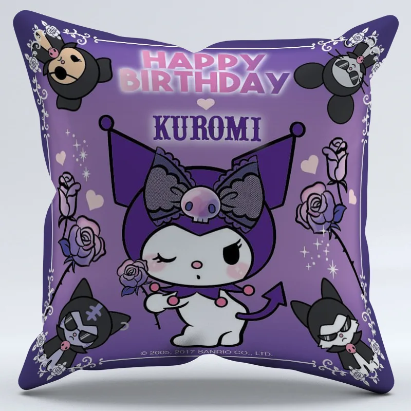 Kawaii Sanrio Accessories Cartoon Kuromi My Melody Pillowcase Bedroom Cushion Cover Cute Anime Car Pillow Waist 2 - Kuromi Plush
