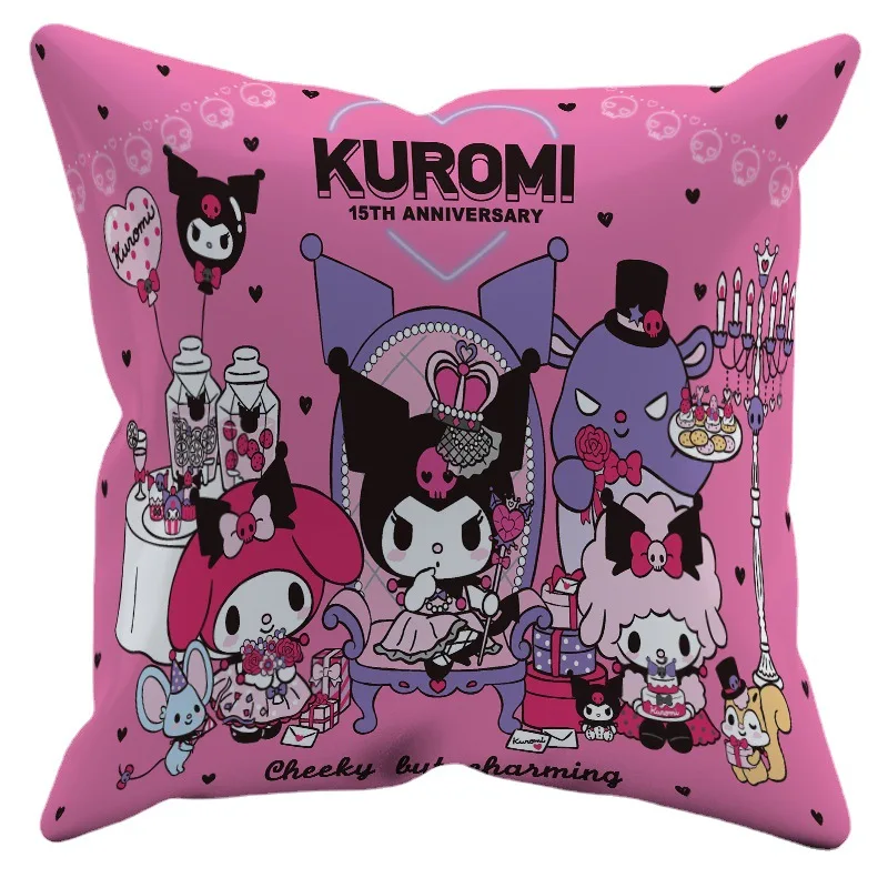 Kawaii Sanrio Accessories Cartoon Kuromi My Melody Pillowcase Bedroom Cushion Cover Cute Anime Car Pillow Waist 4 - Kuromi Plush
