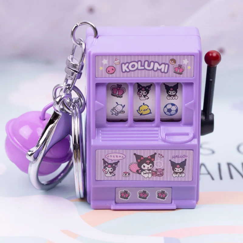Kawaii Sanrio Casino Game Console KeyChain Melody Cinnamoroll Kuromi Cute Fashion Mini Simulation Turn Machine Keychain - Kuromi Plush