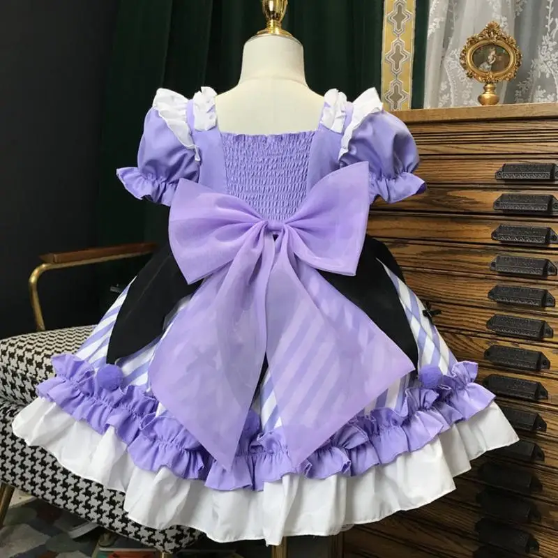 Kawaii Sanrios Kuromi Summer Girls Short Sleeved Cartoon Lolita Dress Birthday Cos Clothing Children s Princess 4 - Kuromi Plush