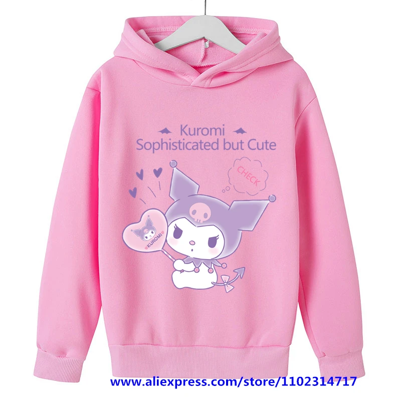 Kids Girls Hello Kitty Kuromi Hoodies Long Sleeve Sweatshirts Children Spring Autumn 3 14 Years Old 1 - Kuromi Plush