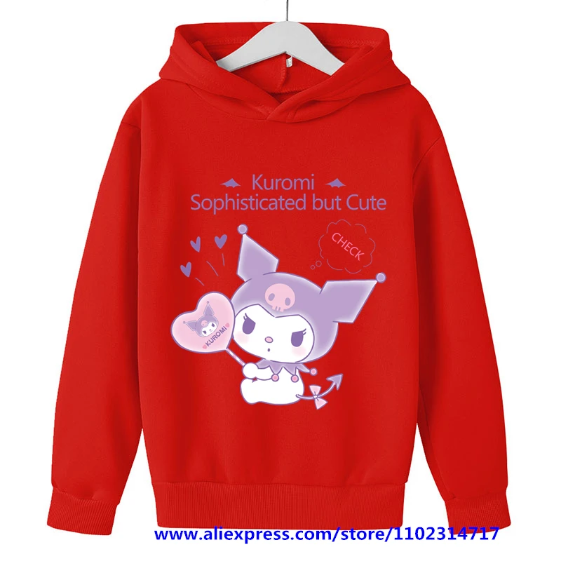 Kids Girls Hello Kitty Kuromi Hoodies Long Sleeve Sweatshirts Children Spring Autumn 3 14 Years Old 5 - Kuromi Plush