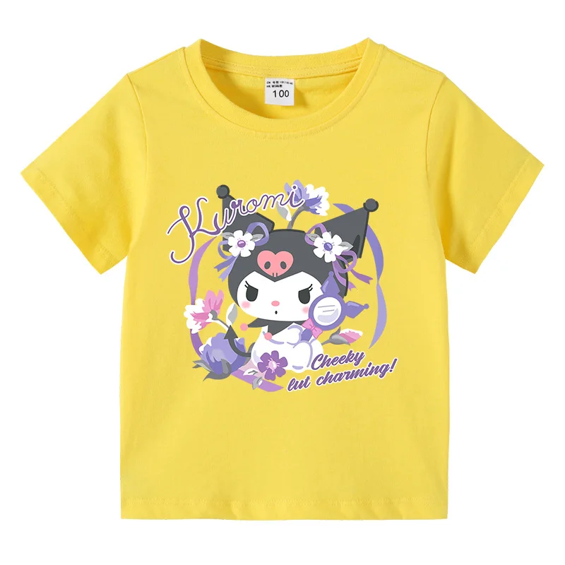 Kids Girls Summer Short sleeved T shirt Cute Cartoon Kuromi Flower T Shirts Baby Boys and 1 - Kuromi Plush