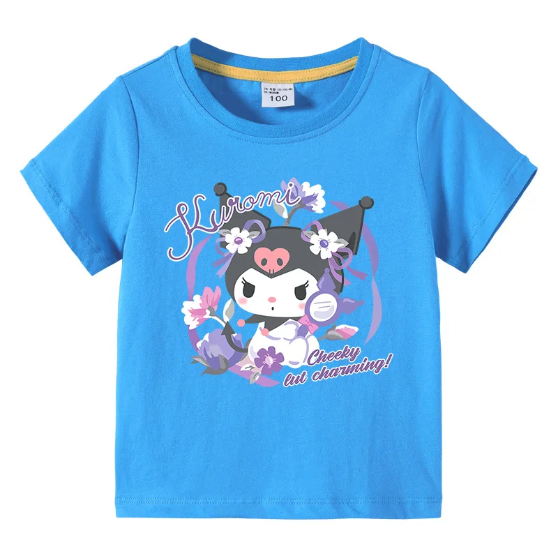 Kids Girls Summer Short sleeved T shirt Cute Cartoon Kuromi Flower T Shirts Baby Boys and 2 - Kuromi Plush
