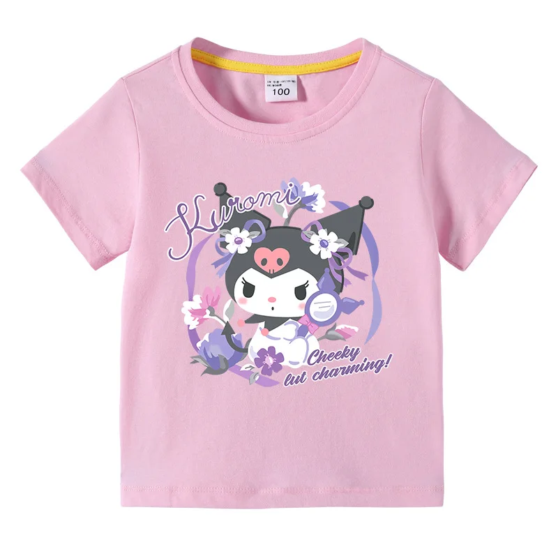 Kids Girls Summer Short sleeved T shirt Cute Cartoon Kuromi Flower T Shirts Baby Boys and 3 - Kuromi Plush