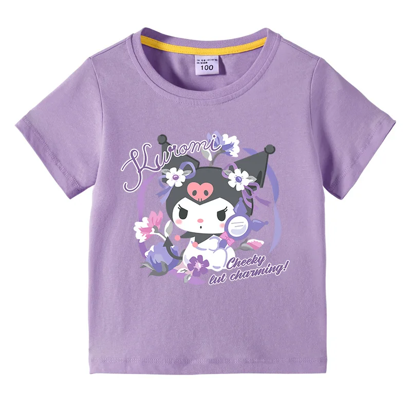 Kids Girls Summer Short sleeved T shirt Cute Cartoon Kuromi Flower T Shirts Baby Boys and 4 - Kuromi Plush