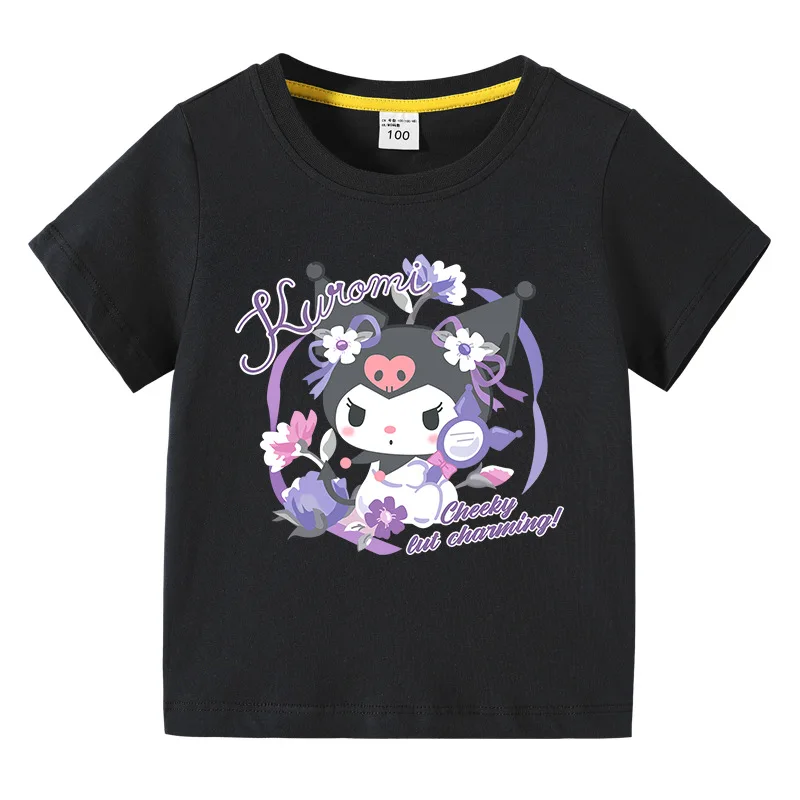 Kids Girls Summer Short sleeved T shirt Cute Cartoon Kuromi Flower T Shirts Baby Boys and - Kuromi Plush