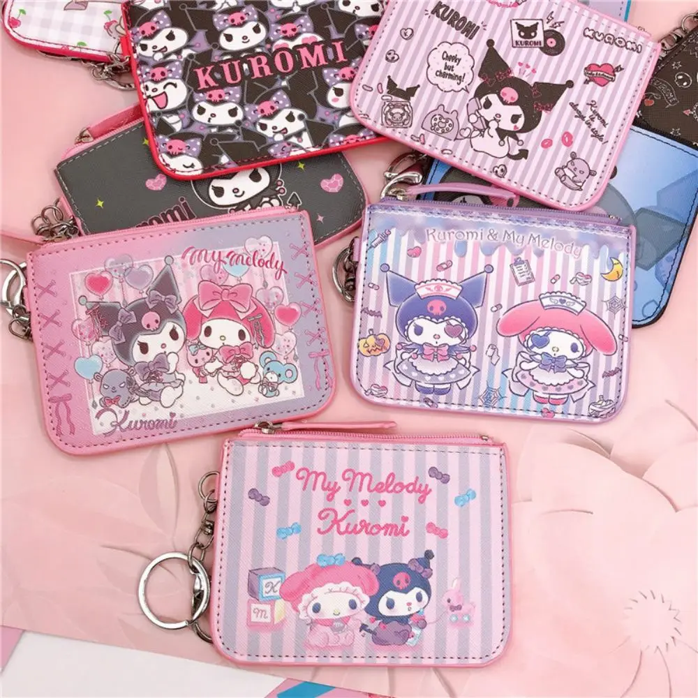 Kuromi Pu Leather Card Holder Sanrio Pu Wallet Cartoon Women Girls Zipper Change Purse Students Mini 2 - Kuromi Plush