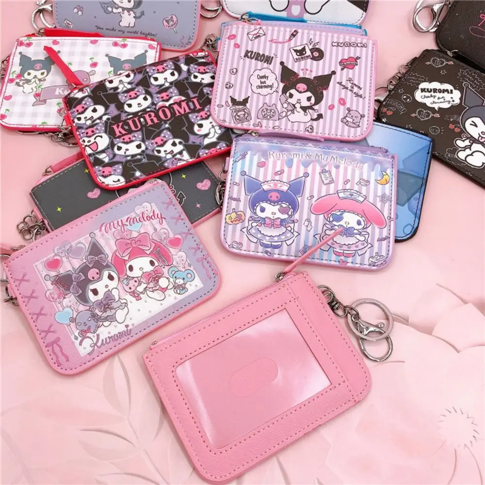 Kuromi Pu Leather Card Holder Sanrio Pu Wallet Cartoon Women Girls Zipper Change Purse Students Mini 3 - Kuromi Plush